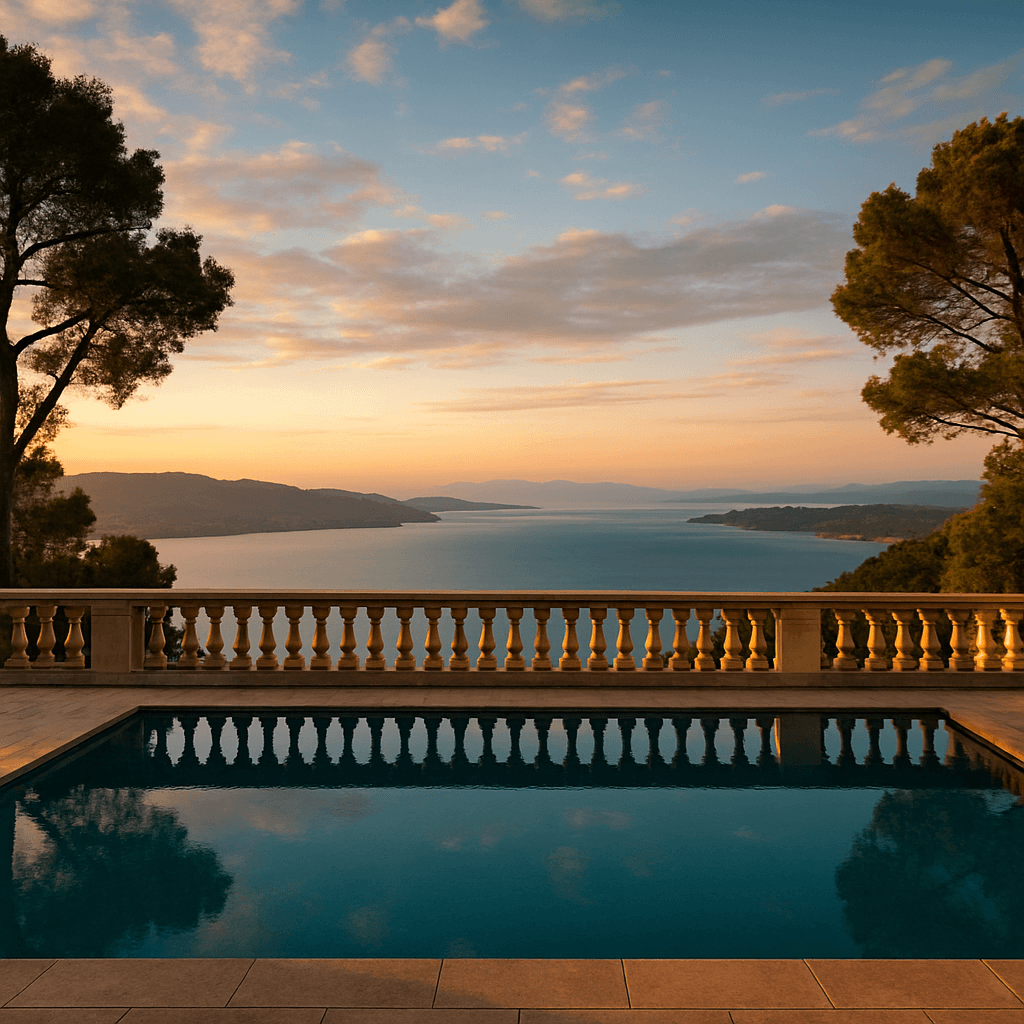 Terrasse du Domaine Diva au-dessus du golfe de Porto-Vecchio
